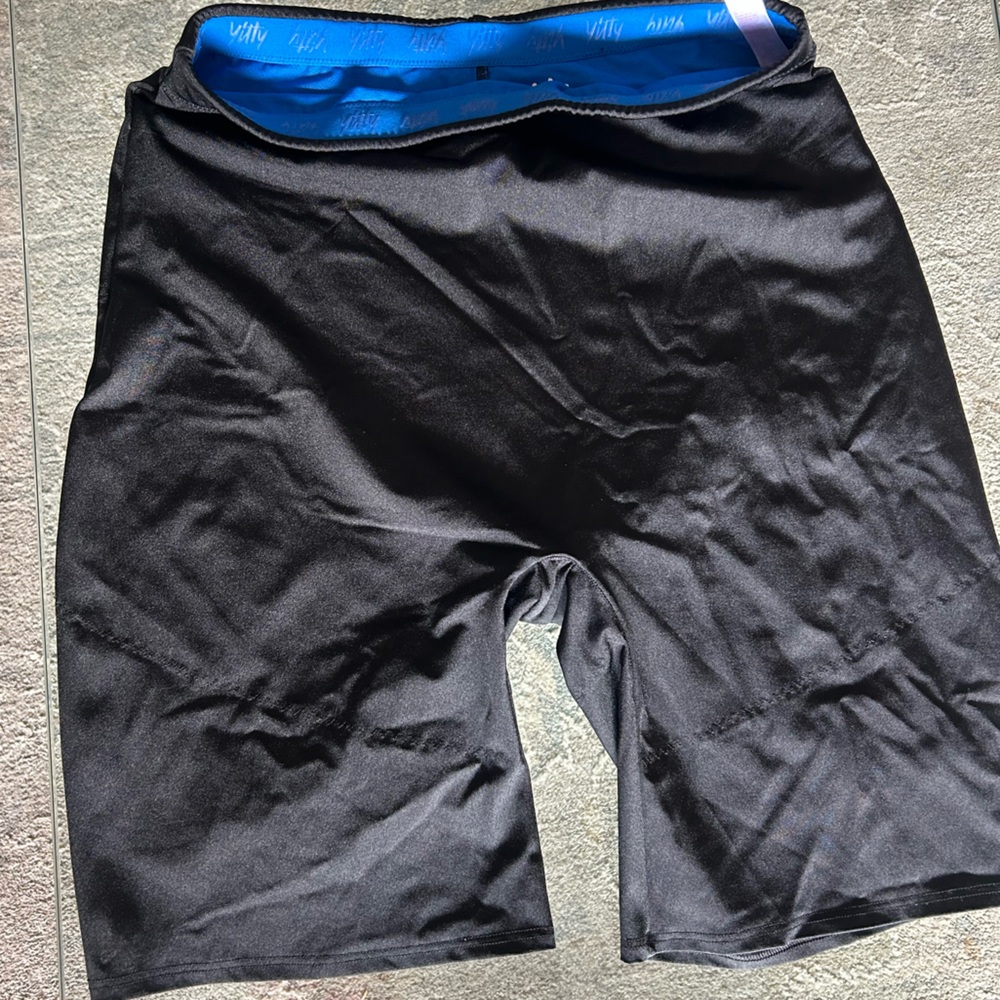 YITTY Black Shorts with Bright Blue Interior Waistband